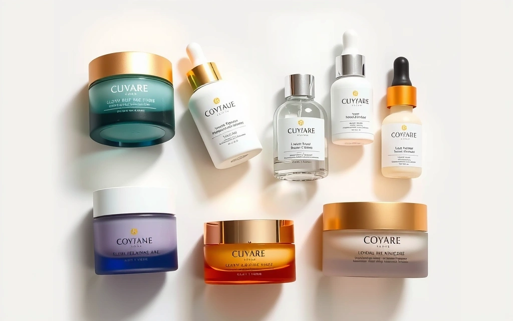 Assortment of elegant skincare cream jars