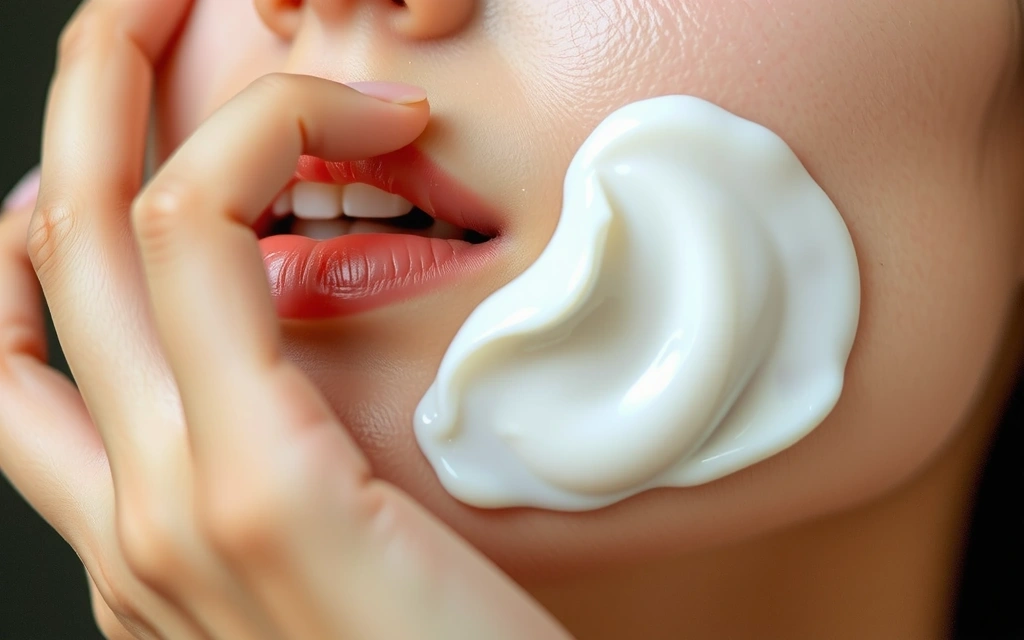 Woman gently applying face cream